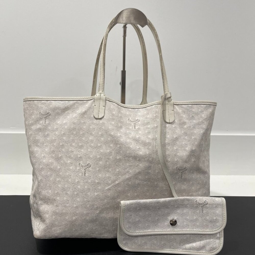 Goyard White Canvas Saint Louis MM Tote with Pouch